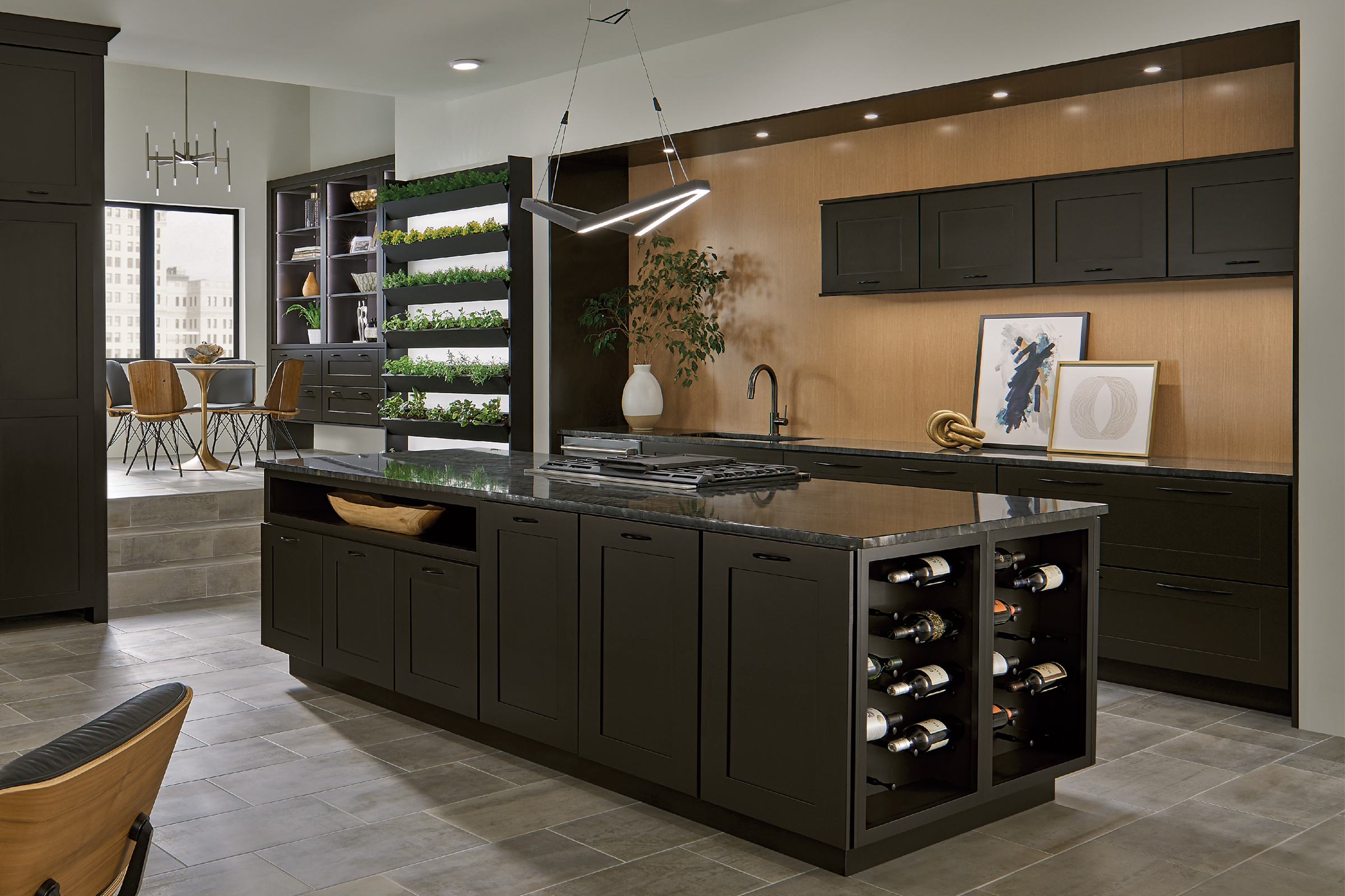 Riverbed charcoal grey on KraftMaid kitchen cabinets.